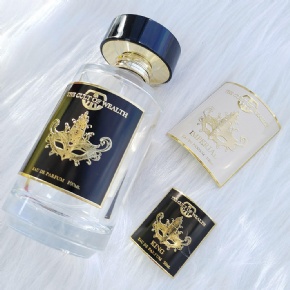 Aluminum Box Label Stickers for Glass Live Personalized Private Perfume Bottle Rose Gold Foil logo clear Printing Label Stickers